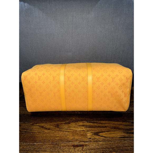 Louis Vuitton Keepall Bandouliere 50 Ocre Orange Denim Duffle Weekend Travel Bag - Picture 11 of 11